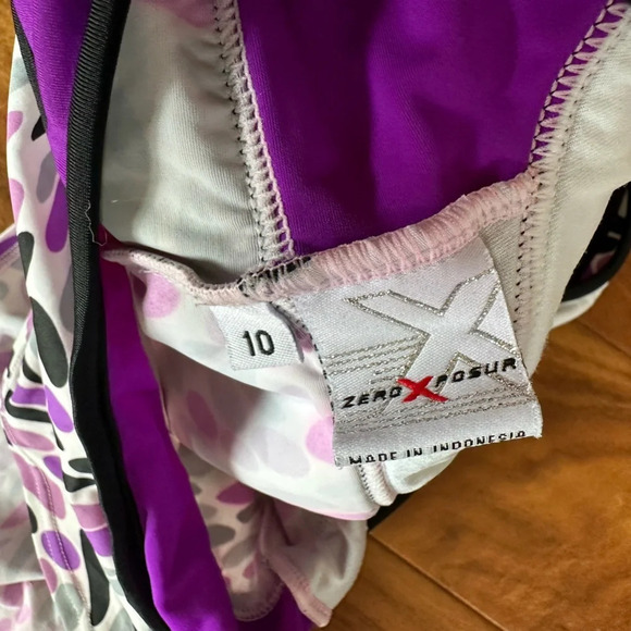 ZeroXposur Purple and Black Halter Tankini and Skort Set size 8/10 - Picture 7 of 8